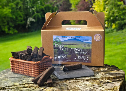 Irish Peat Incense 'Creel' Basket Set (24 pc) - The smell of Ancient Ireland Aureal Turf Incense