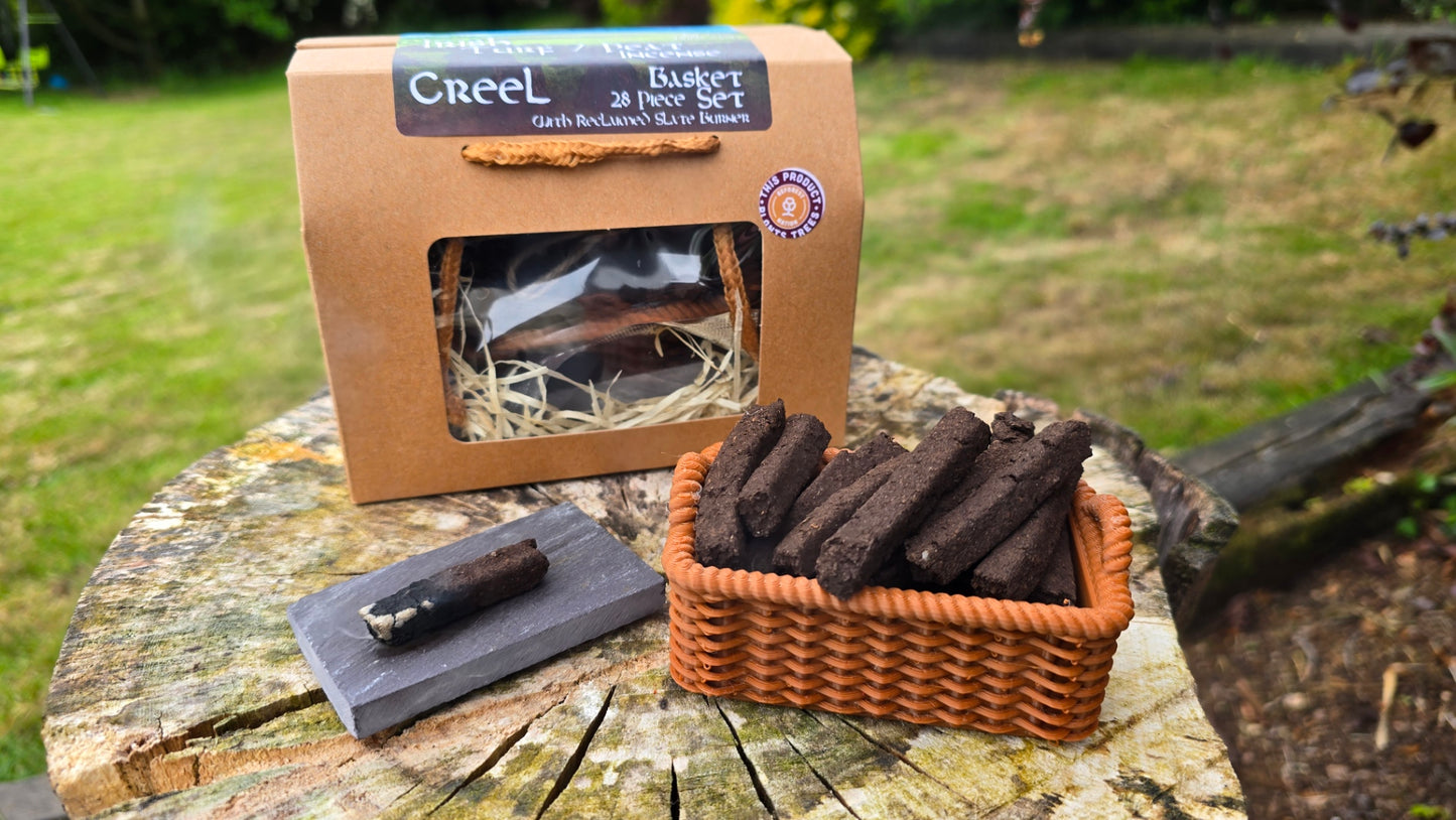 Irish Turf / Peat Incense 'Creel' Basket Set (28 pc) - The smell of Ancient Ireland
