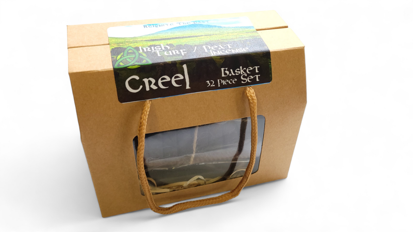 Irish Turf / Peat Incense 'Creel' Basket Set (x32 piece) - The smell of Ancient Ireland