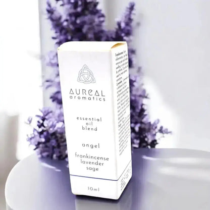 Aureal Angel frankincense, lavender and sage essential oil blend 10ml box with lavender