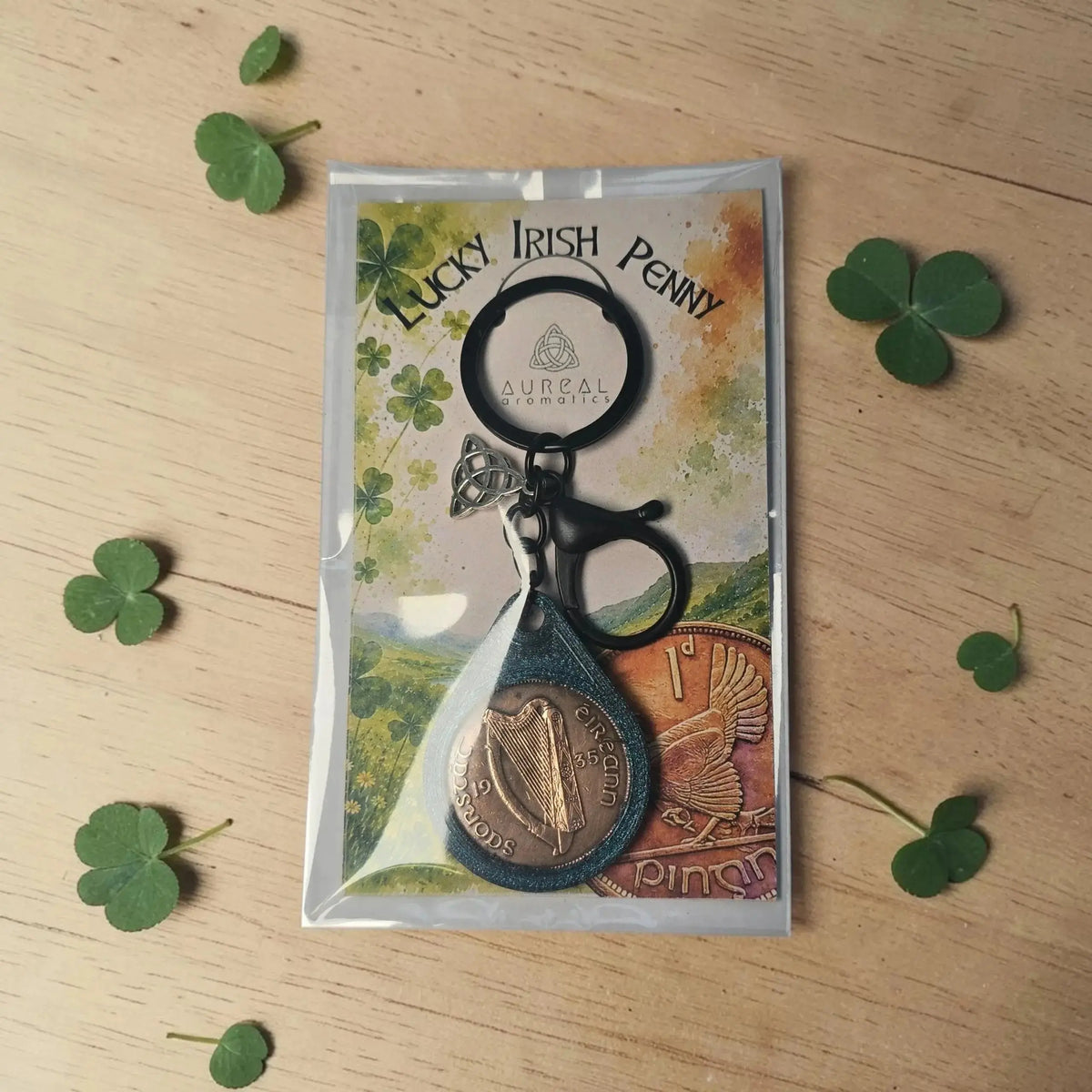 Irish Lucky Penny Keyring Aureal Aromatics
