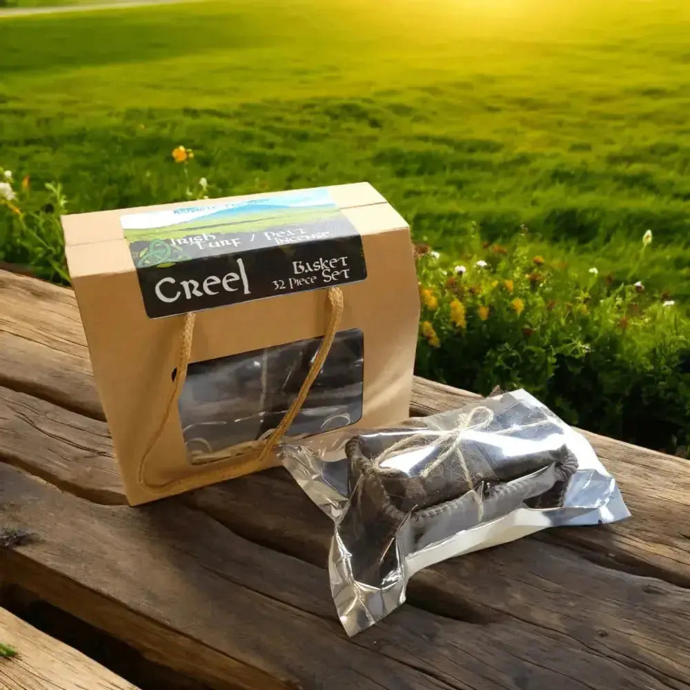 irish creel basket with turf incense