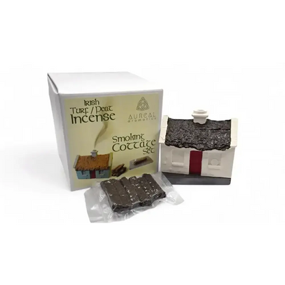 Smoking Cottage Set box with the white cottage burner and a sealed pack of turf sods