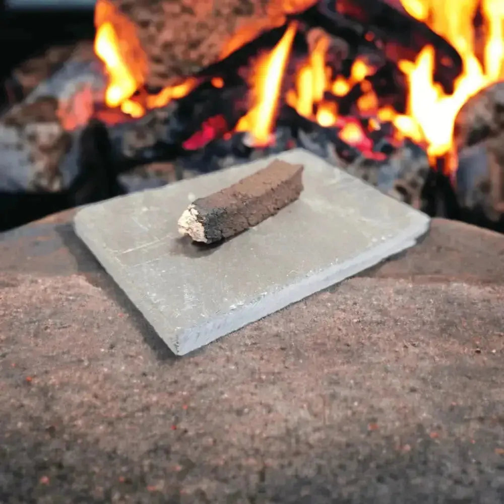 Turf incense in front of fire